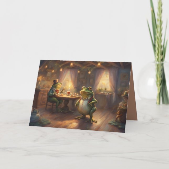 Whimsical Frog Birthday party greeting card (Front)