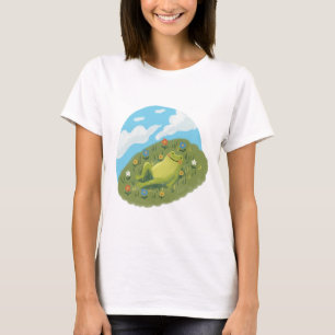 Whimsical Frog Chilling On The Hill Illustration T-Shirt