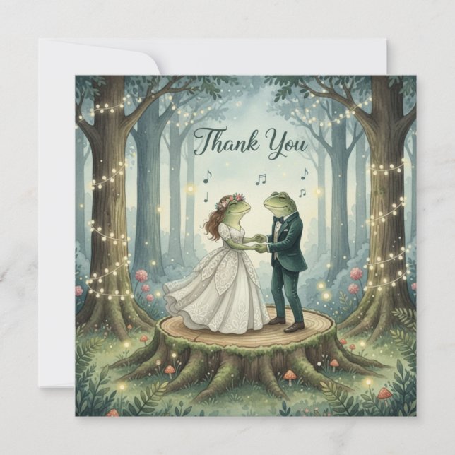Whimsical Frog Couple Wedding Thank You Card (Front)