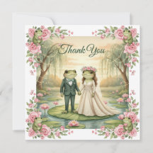Whimsical Frog Couple Wedding Thank You Card
