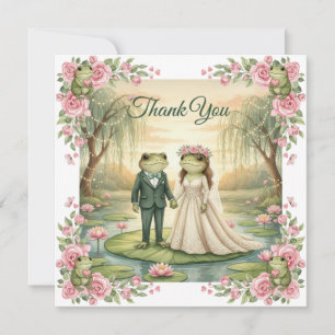 Whimsical Frog Couple Wedding Thank You Card