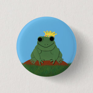 Whimsical Frog Prince with Crown 1 Inch Round Button