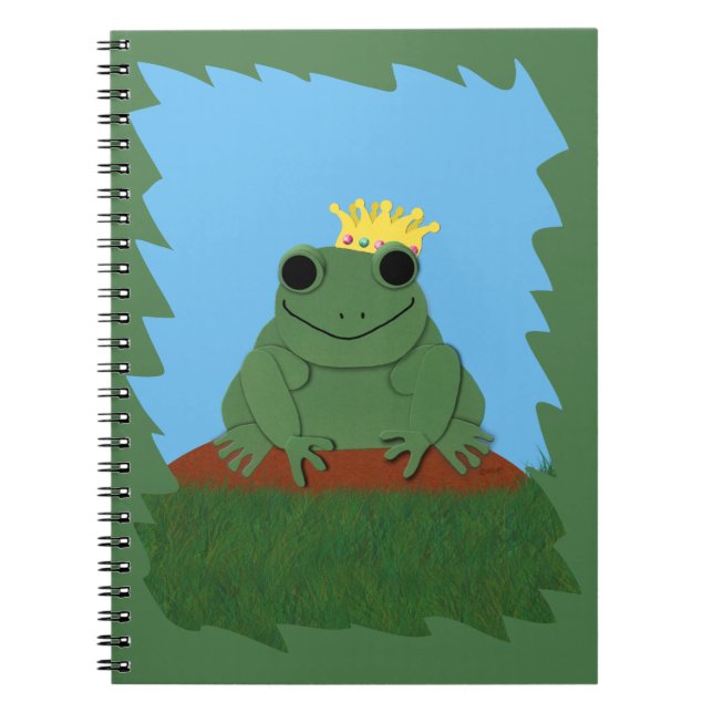 Whimsical Frog Prince with Crown Notebook (Front)