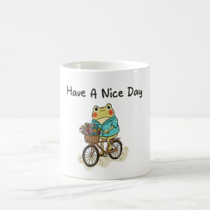 Whimsical Frog Riding A Bike Illustration Coffee Mug