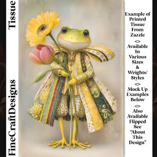 Whimsical Frog with Spring Flowers DL8L Decoupage Tissue Paper