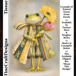 Whimsical Frog with Spring Flowers DL8R Decoupage Tissue Paper