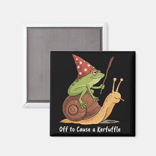 Whimsical Frog Wizard Off to Cause A Kerfuffle  Magnet