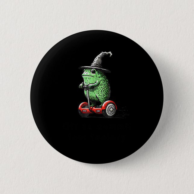 Whimsical Frog Wizard Off To Commit Tom Foolery Fr 2 Inch Round Button (Front)