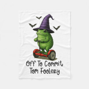 Whimsical Frog Wizard Off To Commit Tom Foolery Fr Fleece Blanket