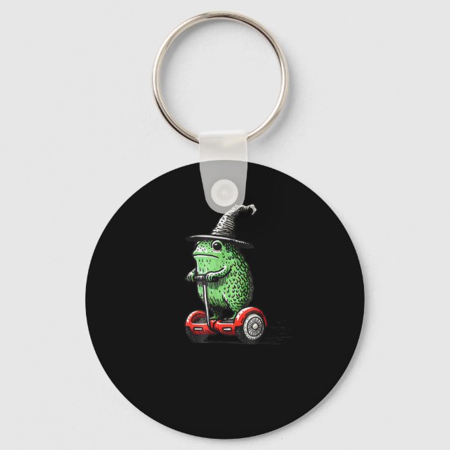 Whimsical Frog Wizard Off To Commit Tom Foolery Fr Keychain (Front)