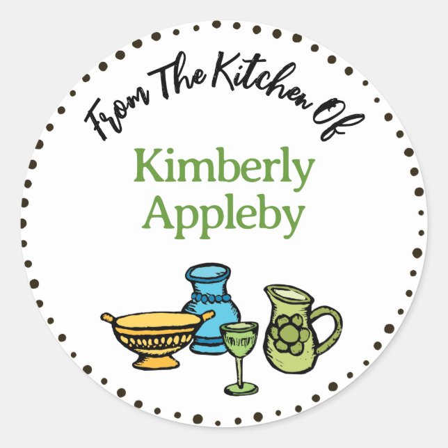 Whimsical "From The Kitchen Of" Sticker Template (Front)