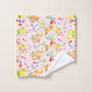 Whimsical Fruit Garden Botanical Illustration Wash Cloth