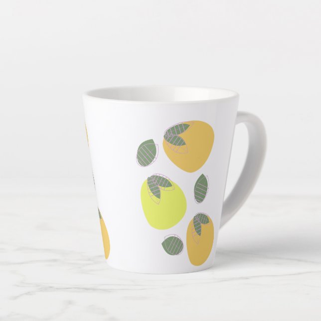 Whimsical Fruit Mango Latte Mug (Right Angle)