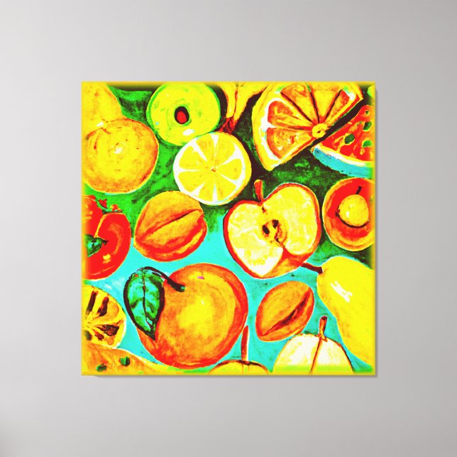 Whimsical Fruit Pattern. Buy Now Canvas Print (Front)