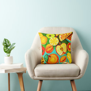 Whimsical Fruit Pattern. Buy Now Throw Pillow