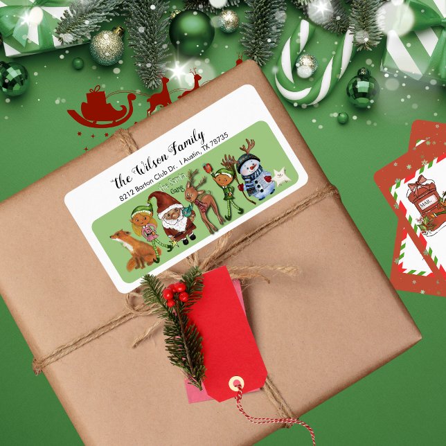 Whimsical Full Cast Santa Gang Christmas Address Label (Whimsical Full Cast Santa Gang Christmas Address Label)