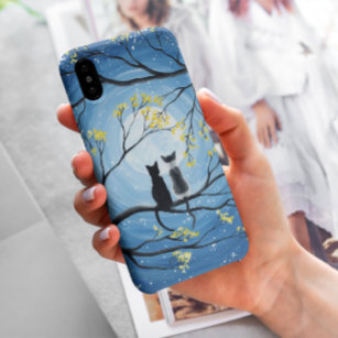 Whimsical Full Moon with Cats iPhone 12 Case