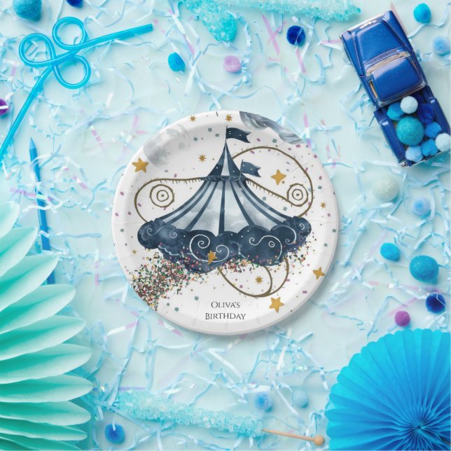 Whimsical Fun Circus Birthday Paper Plate (Party)