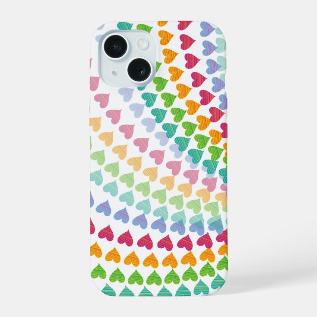 Whimsical Fun Colourful Rainbow Heart Sprinkles iPhone 15 Case (Back)
