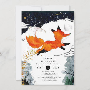  Whimsical Fun Fox Birthday Invitation