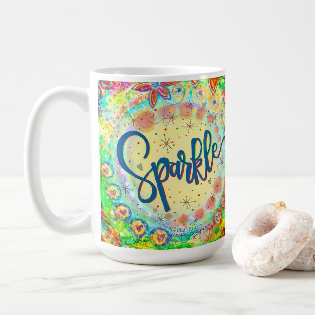 Whimsical Fun Girly Cute Sparkle Inspiring Coffee Mug (With Donut)
