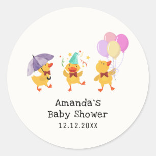 Whimsical Fun Party Little Duckling Baby Shower Classic Round Sticker