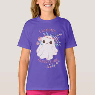 Whimsical Fun Pastel Ghost Girl Named Halloween   T-Shirt