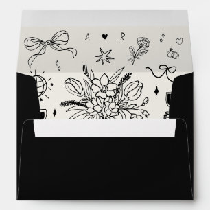 Whimsical Fun Quirky French Monogram Wedding Envelope