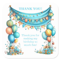 Whimsical Fun Teal Birthday