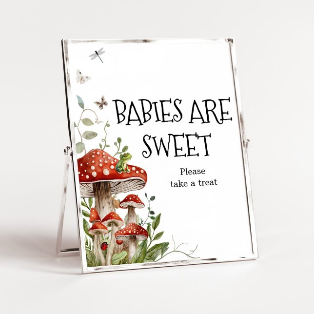 Whimsical Fungi Mushroom Fall Babies are Sweet Poster (Whimsical Mushroom Baby Shower Babies are Sweet Sign)