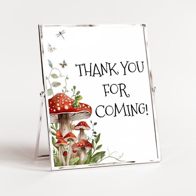 Whimsical Fungi Mushroom Fall Thank you for Coming Poster (Whimsical Mushroom Baby Shower Thank you for Coming Sign)