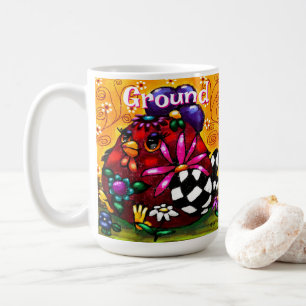 Whimsical Funky Chunky Floral Chicken Personalized Coffee Mug