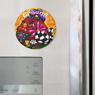 Whimsical Funky Chunky Floral Chicken Personalized Magnet
