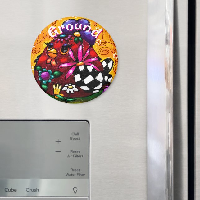 Whimsical Funky Chunky Floral Chicken Personalized Magnet (In Situ (Fridge))