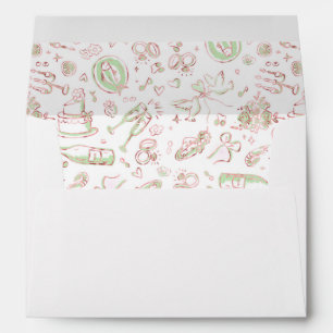 Whimsical Funky Hand Drawn Illustrations Wedding Envelope