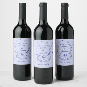 Whimsical Funky Hand Drawn Wedding Wine Label