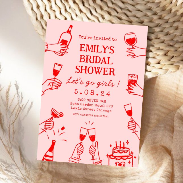 Whimsical Funky Quirky hand Drawing Bridal Shower Invitation (Creator Uploaded)