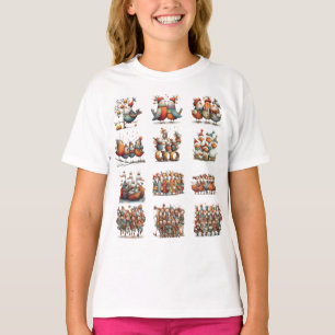 Whimsical Funny 12 Days of Christmas Girls' T-Shirt