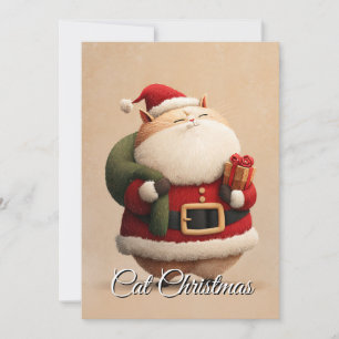 Whimsical Funny Cute Orange Merry Christmas Cat Holiday Card