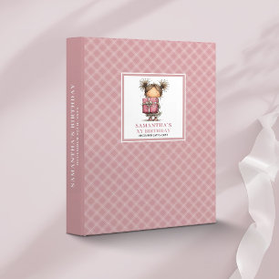 Whimsical Funny Girl 5th Birthday Pink ring binder