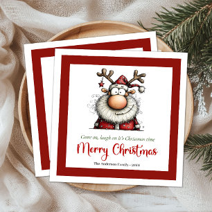 Whimsical Funny Santa Claus Humor Party Napkins