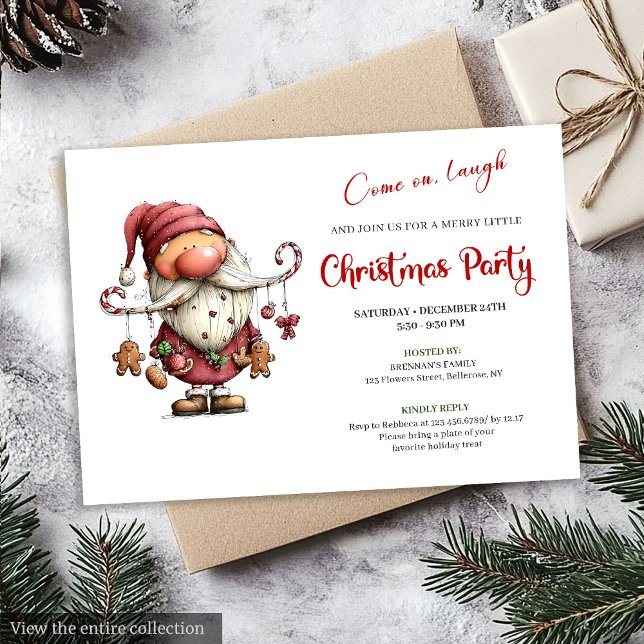 Whimsical Funny Santa Watercolor Holiday Invites (Whimsical Funny Santa Watercolor Holiday Invitation)