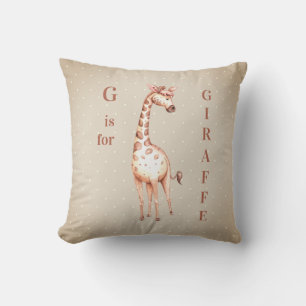 Whimsical G is for GIRAFFE Polka Dots  Throw Pillow