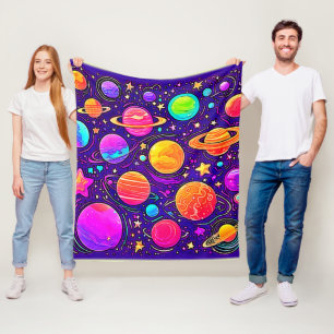 Whimsical Galaxy in Soft Hues Fleece Blanket