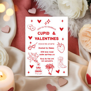 Whimsical Galentines Cupid & Galentine's  Party Invitation