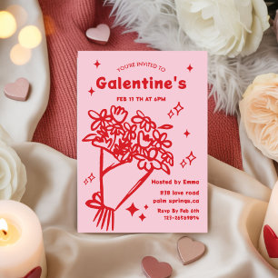 Whimsical Galentines Valentines girls  Party Invitation