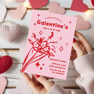 Whimsical Galentines Valentines girls Party Invitation
