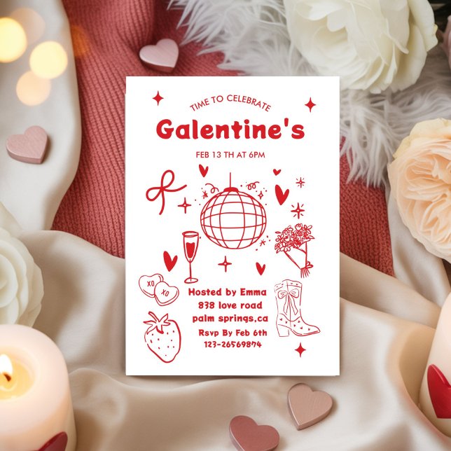 Whimsical Galentines Valentines girls  Party Invitation (Creator Uploaded)