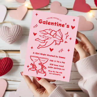 Whimsical Galentines Valentines girls  Party Invitation