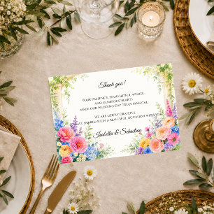 Whimsical Garden Arch Florals Wedding Thank You Card